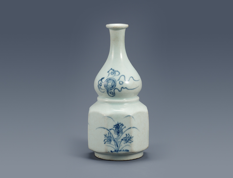 18세기 청화백자 명품 - 백자 청화 난초무늬 표주박모양 병